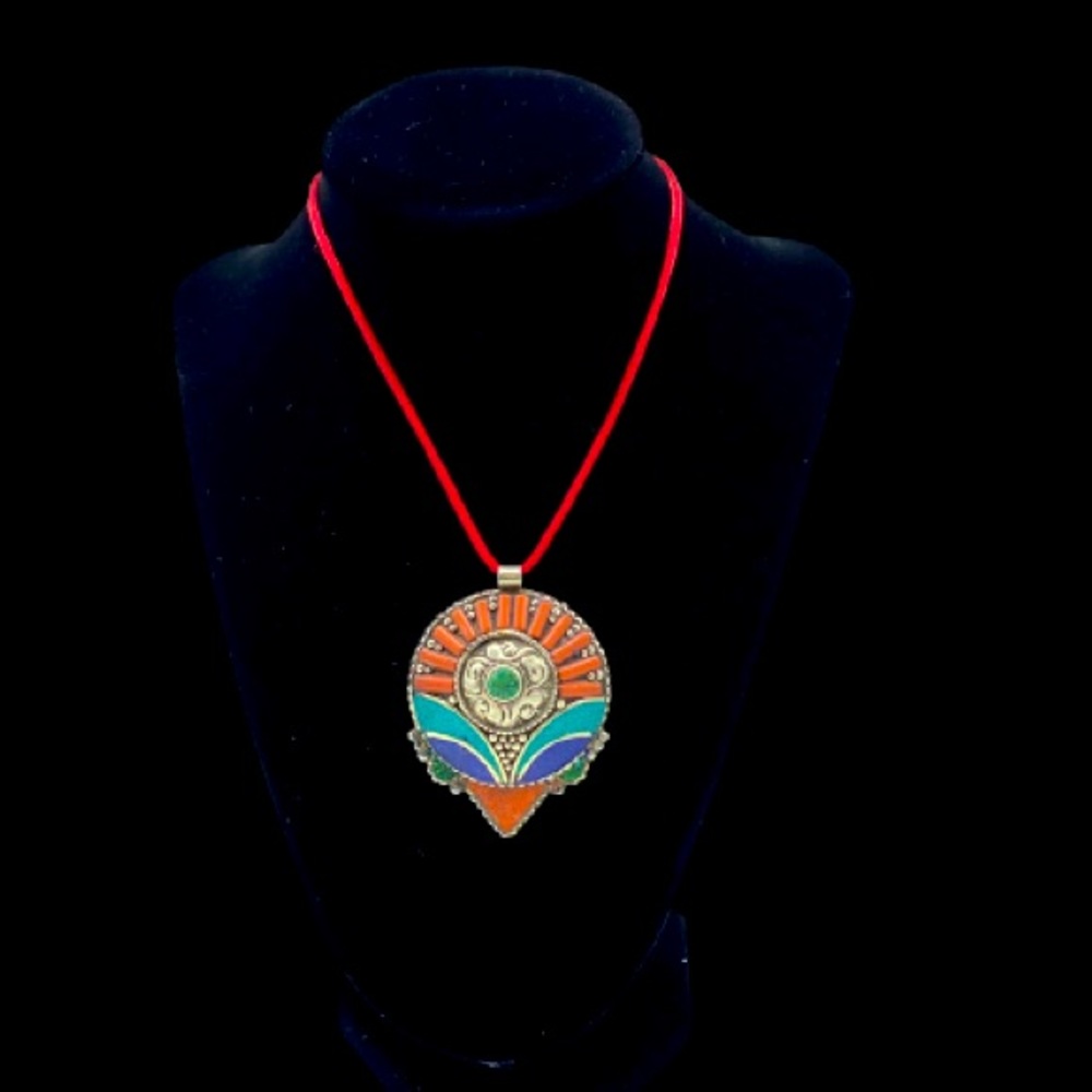 HippieChic  silver plated Tibetan pendant
